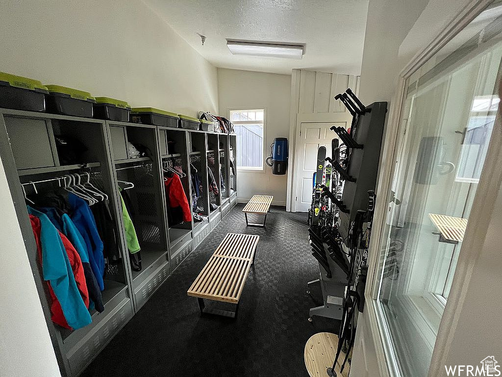 Ski room built out in garage