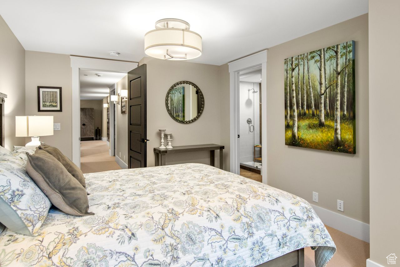 Bedroom with carpet floors