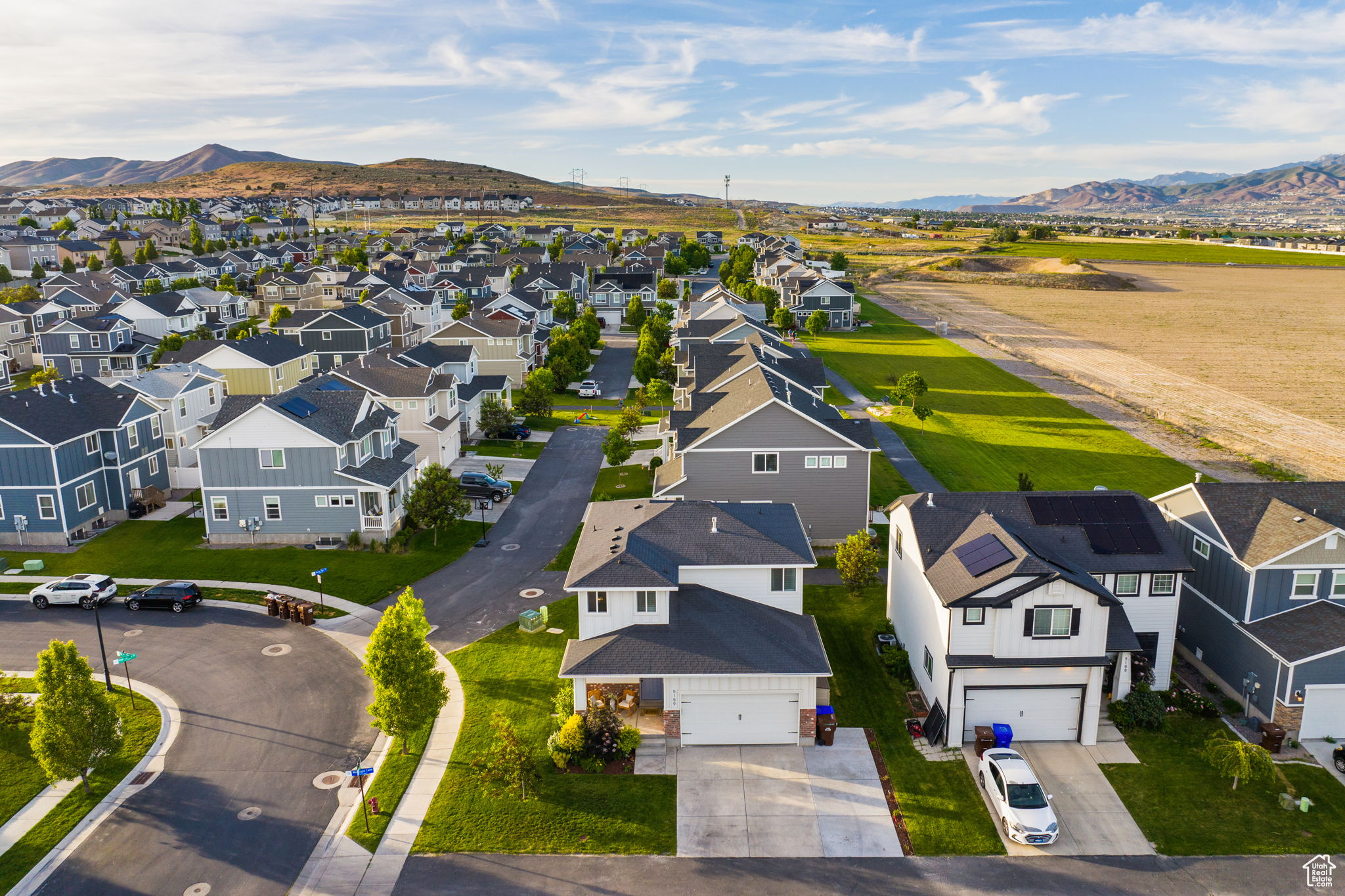 Aerial view featuring a mountain view