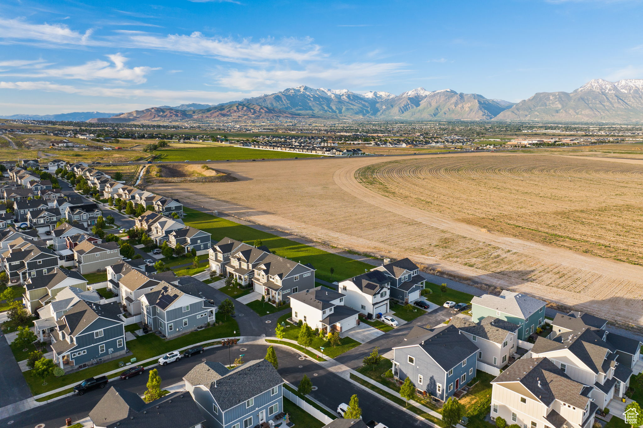 Drone / aerial view with a mountain view