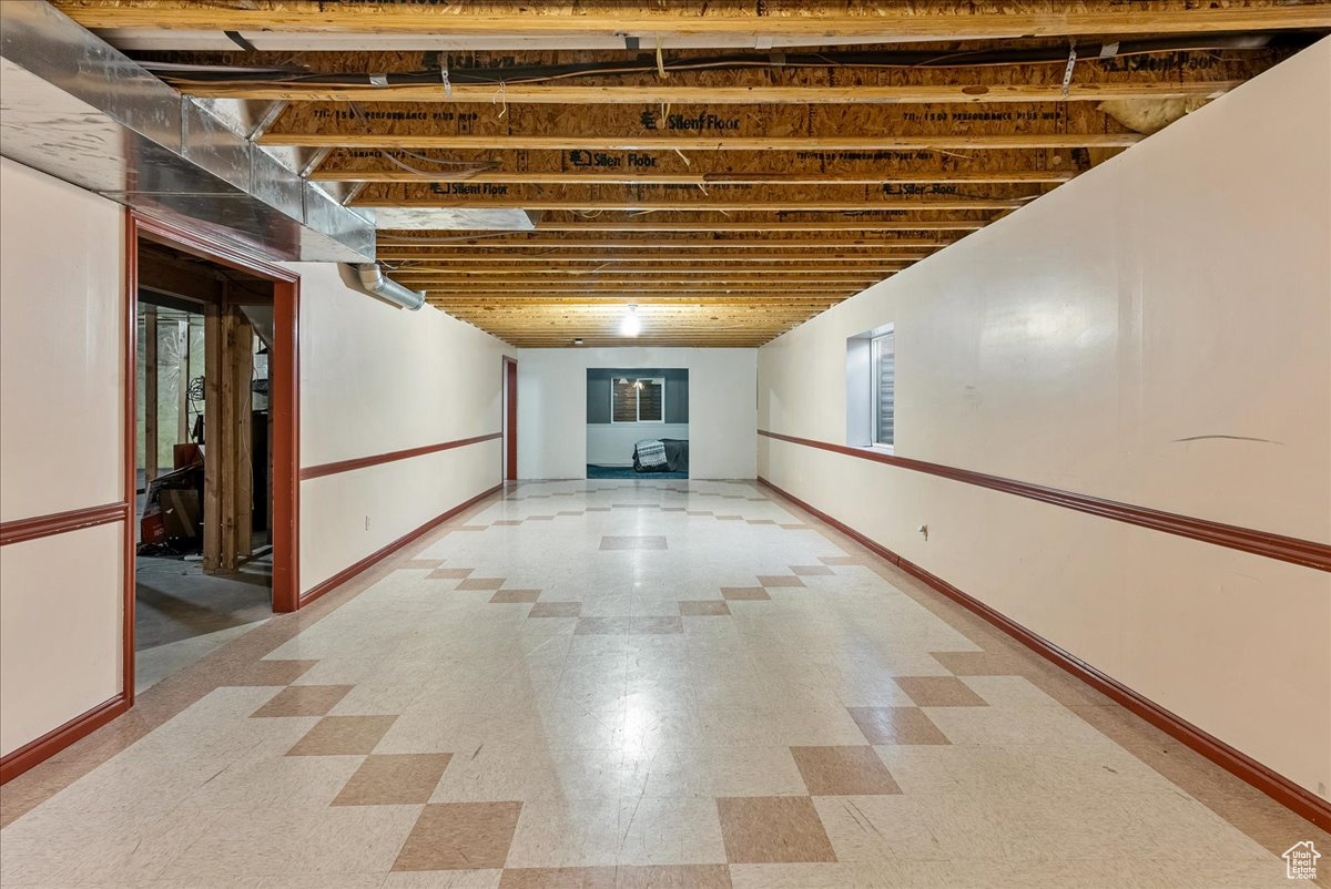 Basement with tile floors