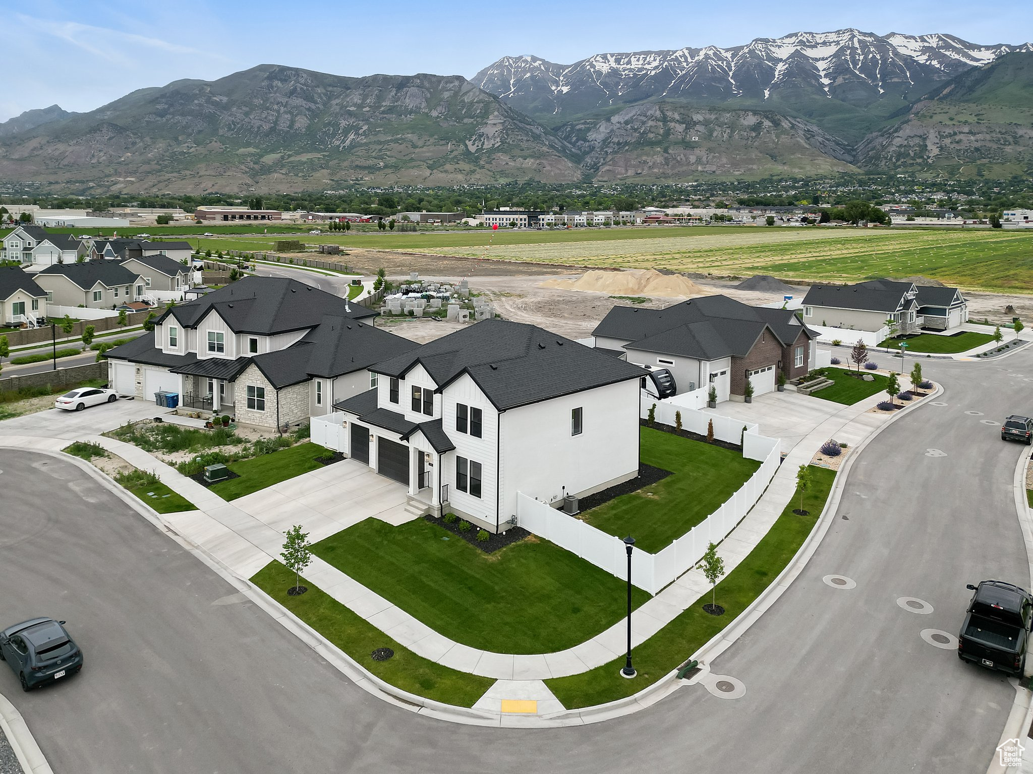 Drone / aerial view with a mountain view