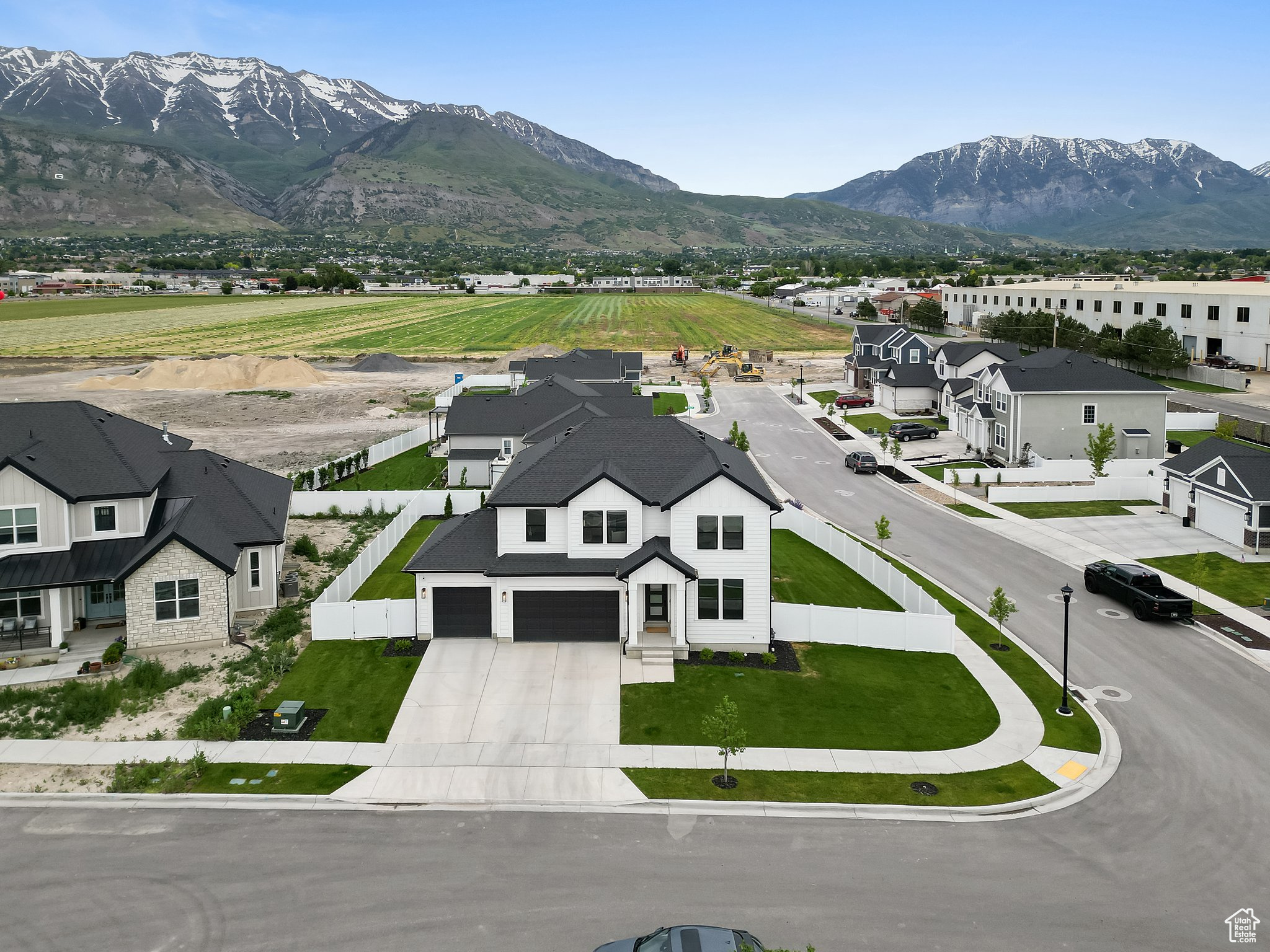 Drone / aerial view with a mountain view