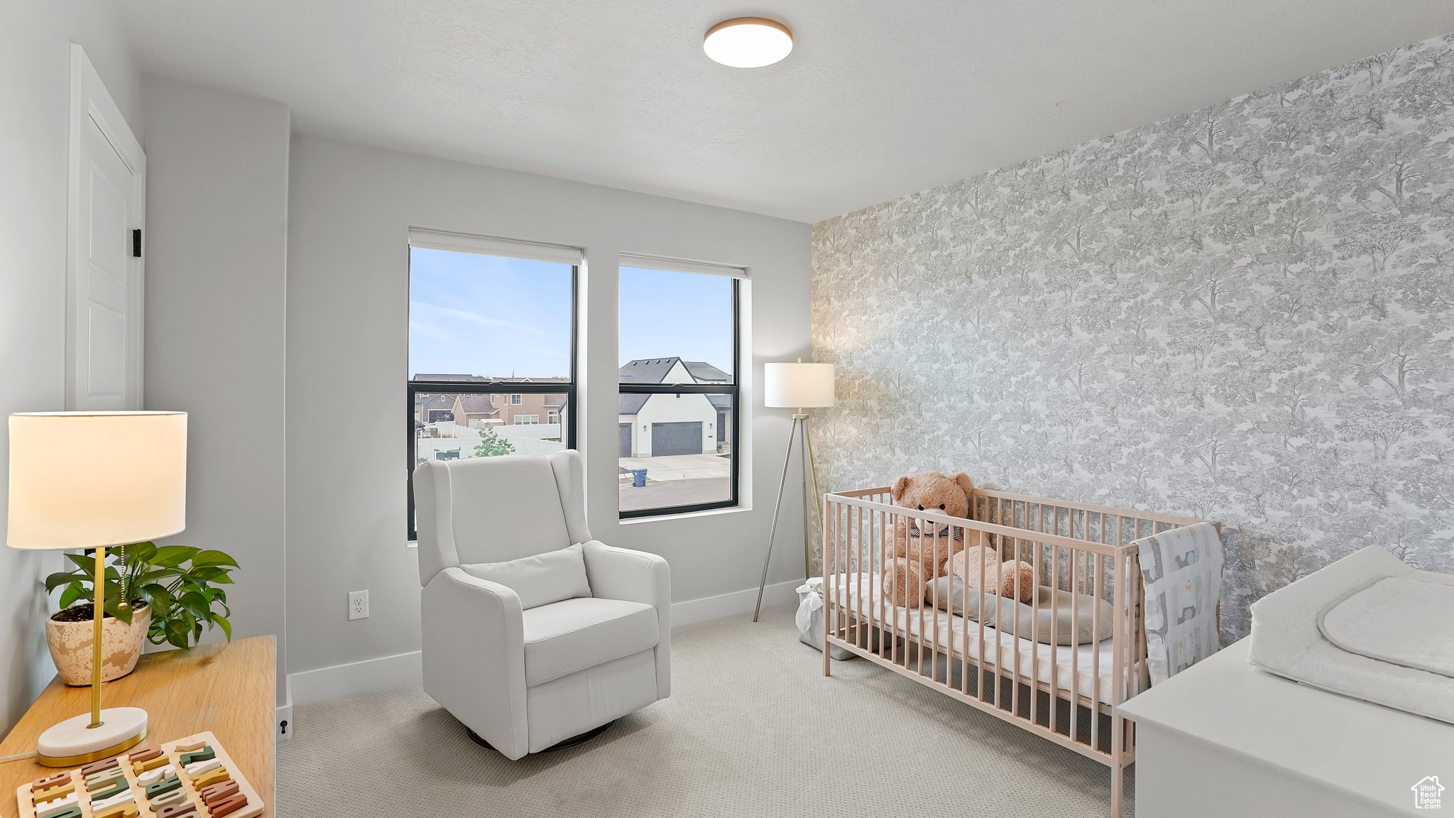 Living area featuring carpet floors