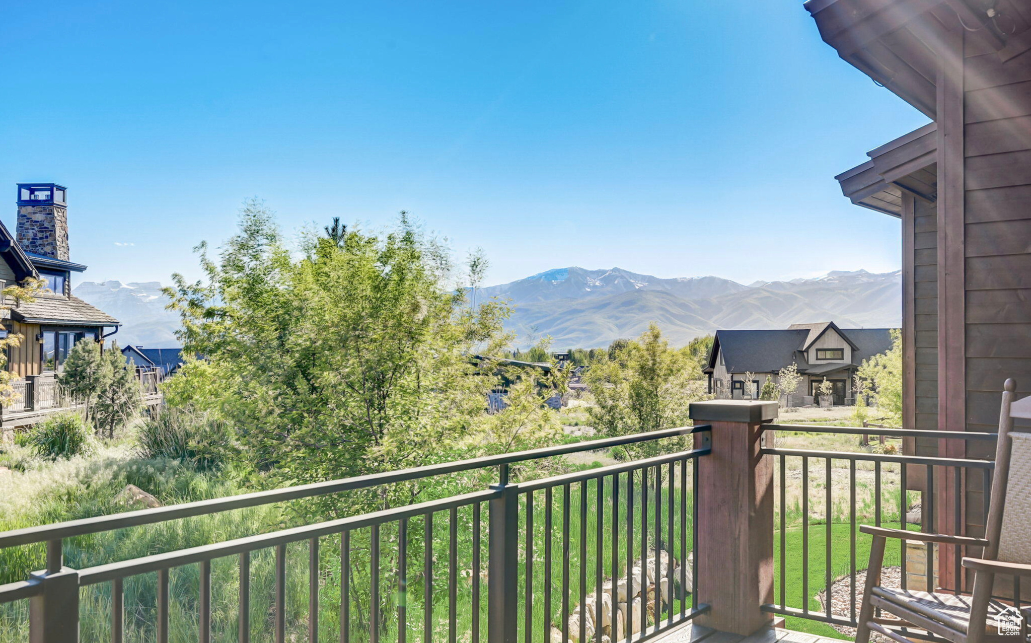 Balcony with a mountain view