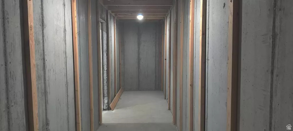 Hall with concrete flooring