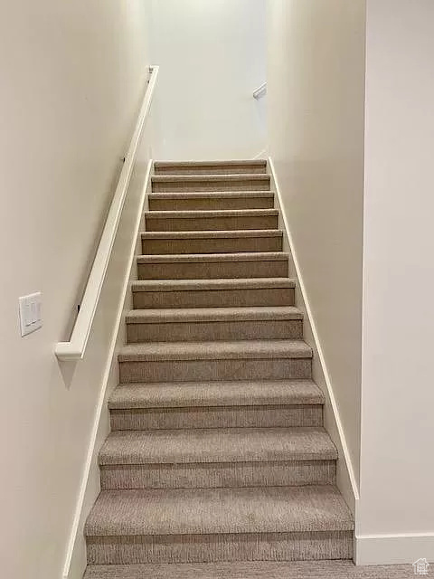 Staircase with carpet floors