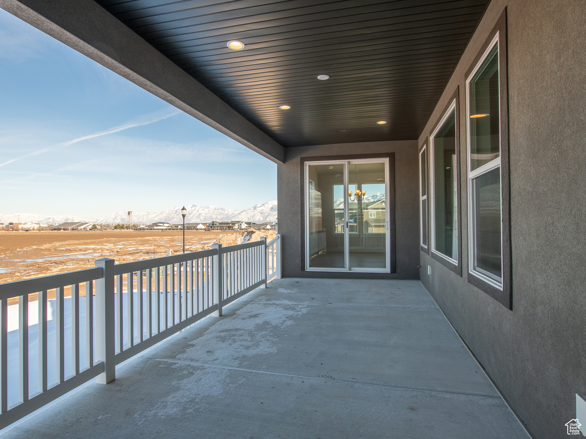 View of terrace featuring a mountain view. This is a picture of Helena model home. Not the interior of actual home.