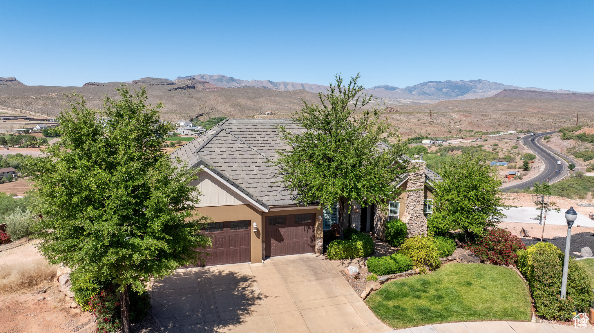 View of front of home with a mountain view