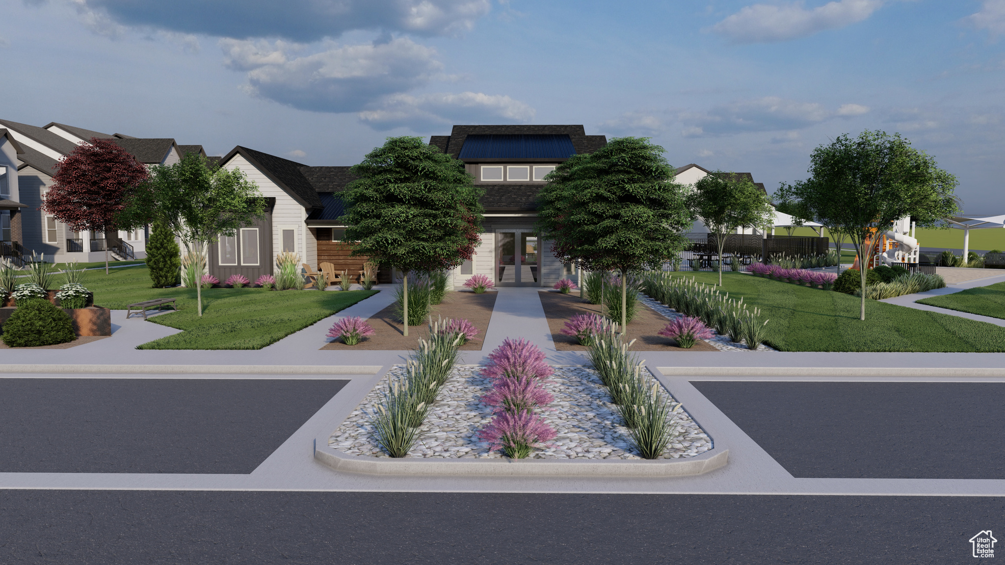 View of front of home featuring a front lawn