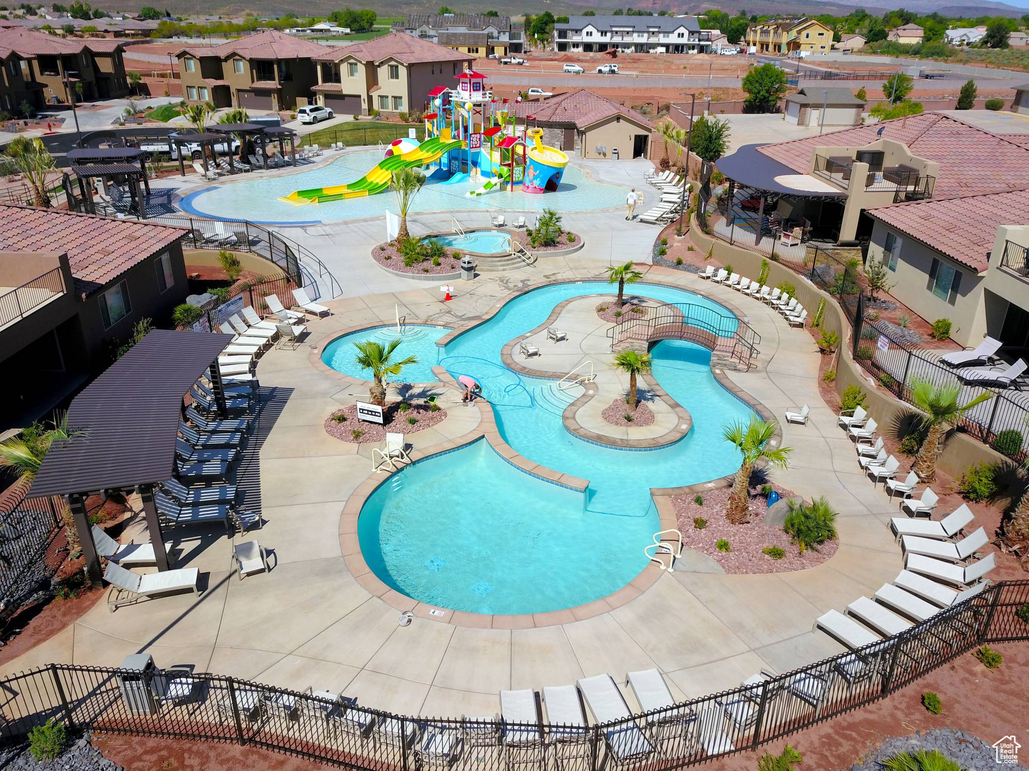 View of swimming pool with a patio area