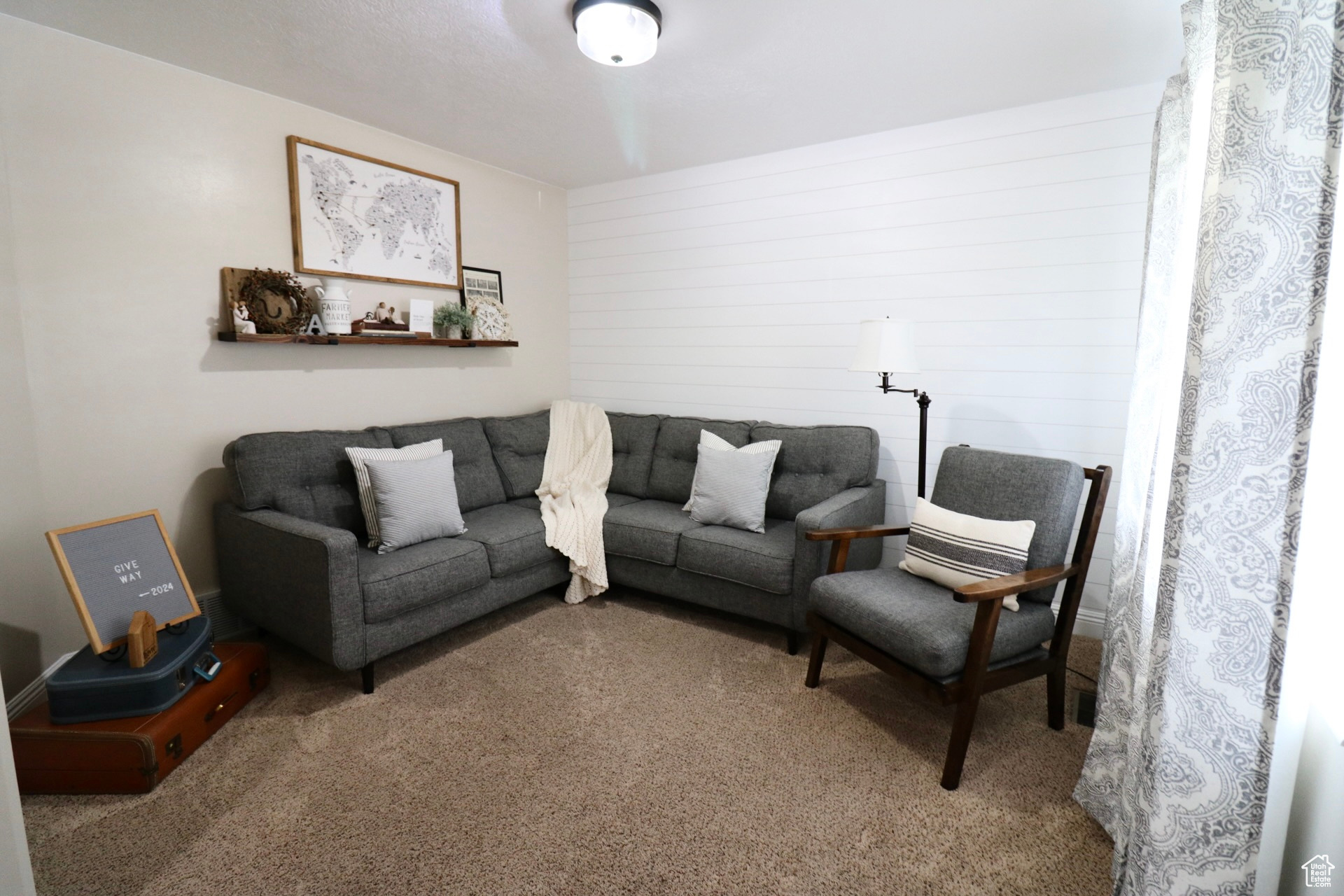 View of carpeted living room