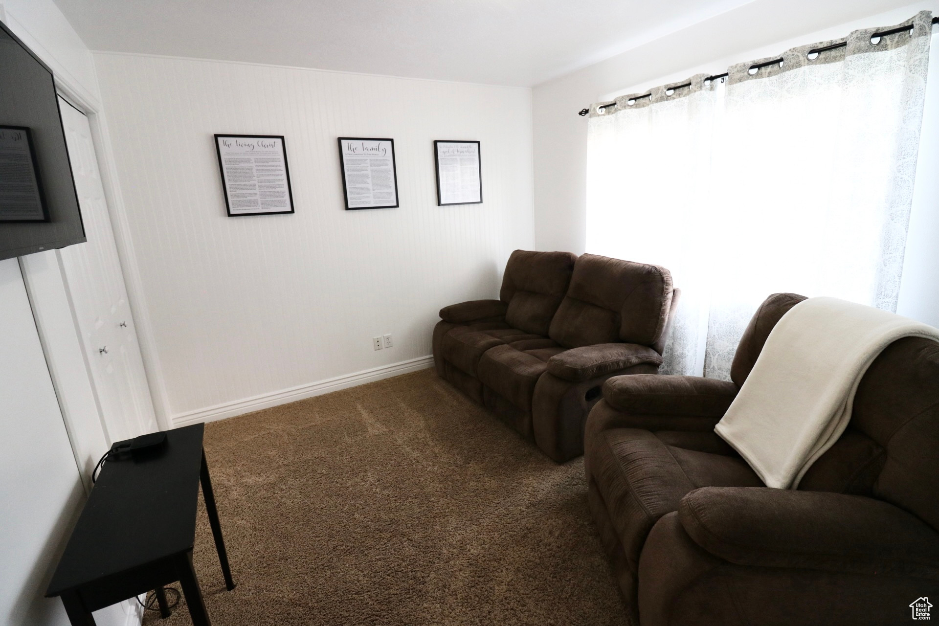 View of carpeted living room