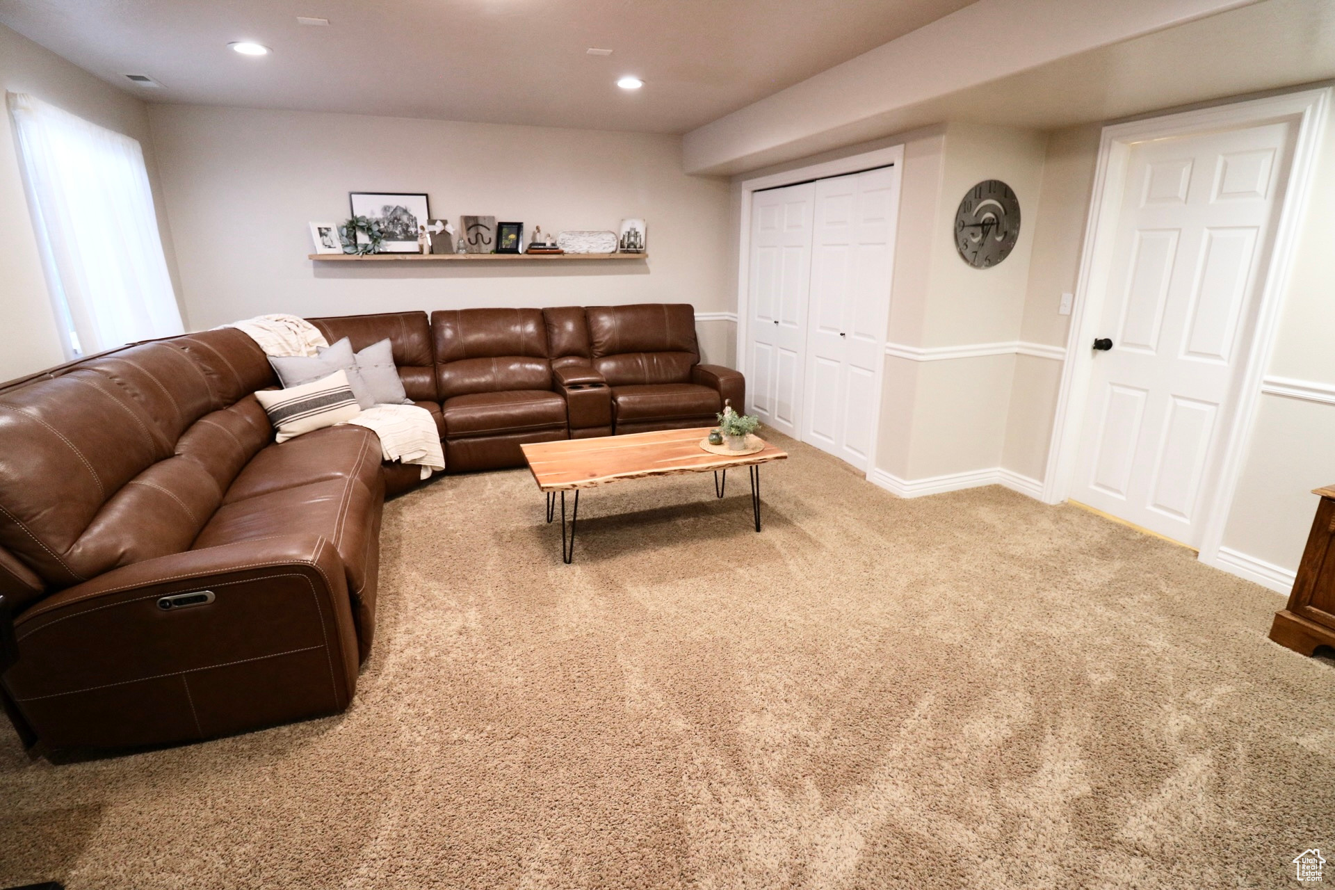 View of carpeted living room