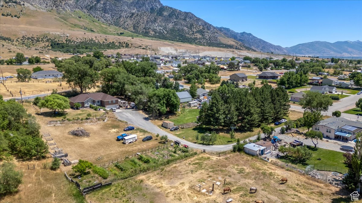 Drone / aerial view with a mountain view