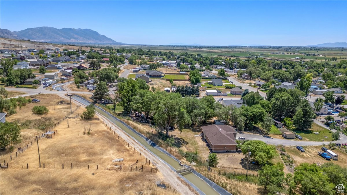 Aerial view featuring a mountain view