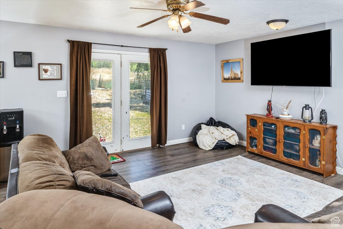 Family room featuring french doors to the backyard