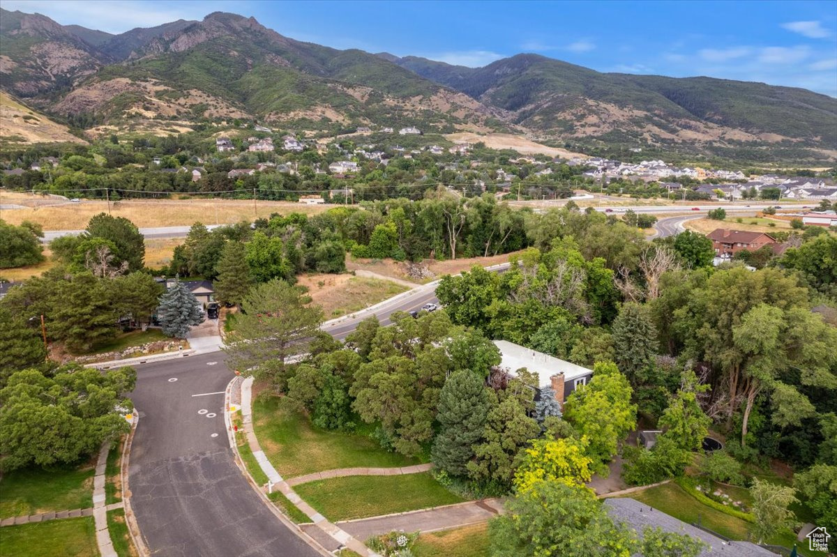 Aerial view with a mountain view