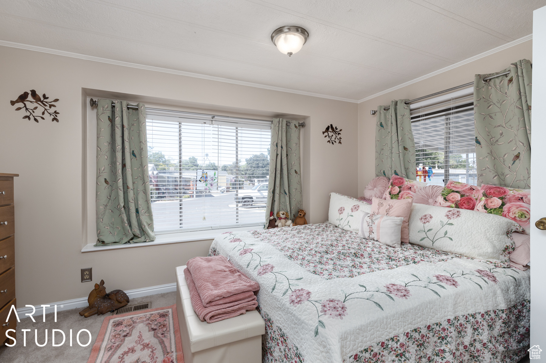 Bedroom with crown molding