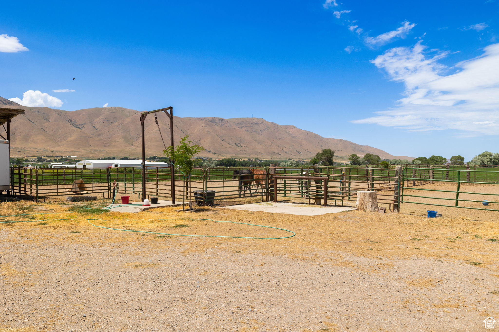 Horse corral and hitching post