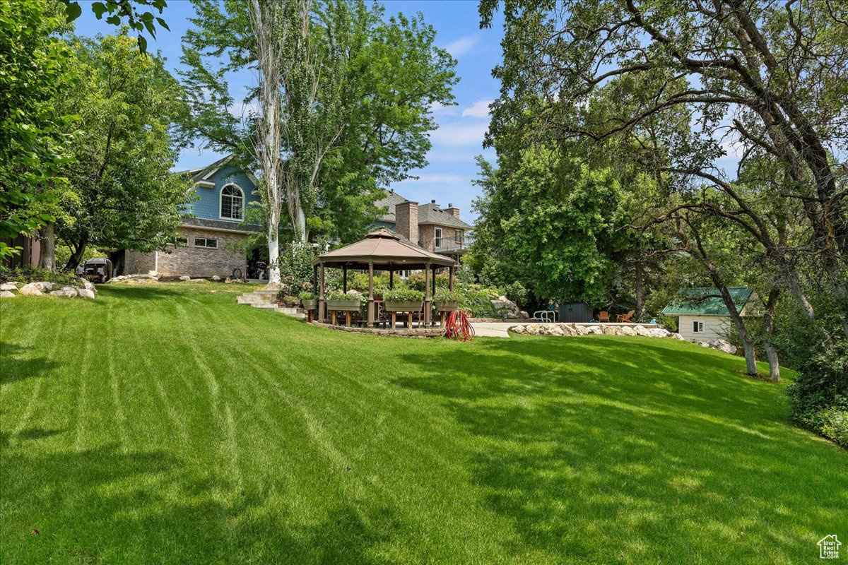 View of yard featuring a gazebo