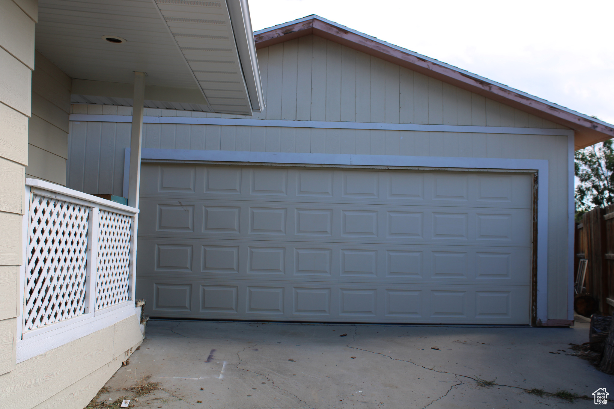 View of garage.