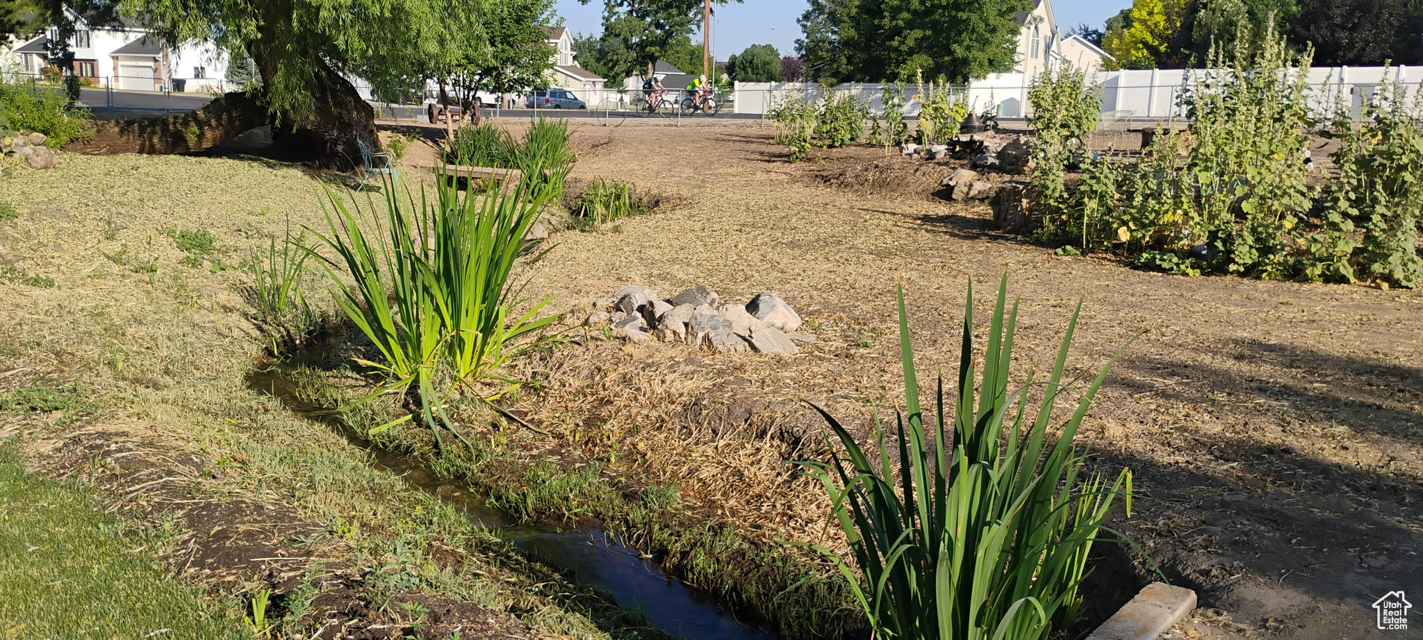 View of yard and stream facing north