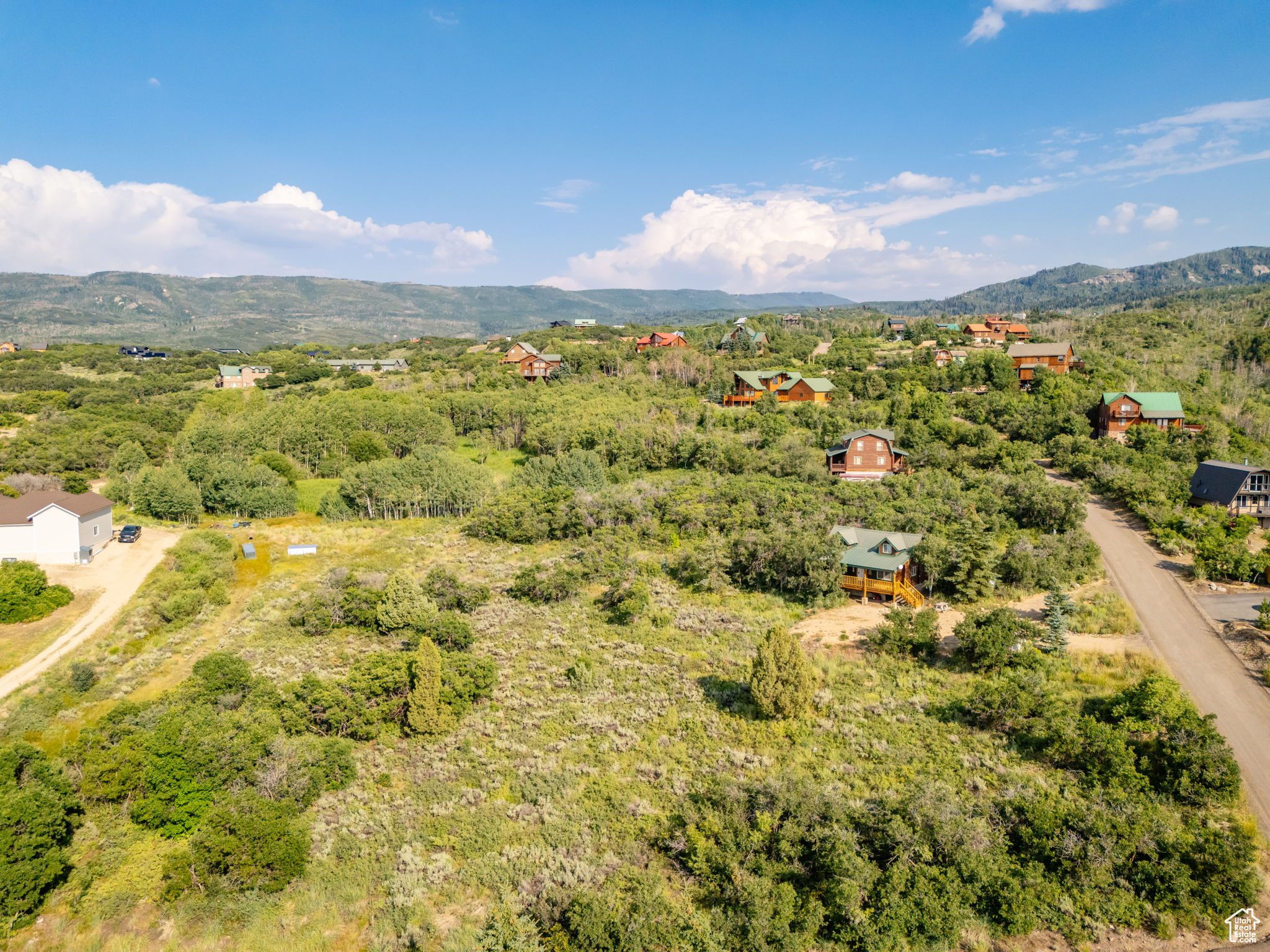 Aerial view with a mountain view