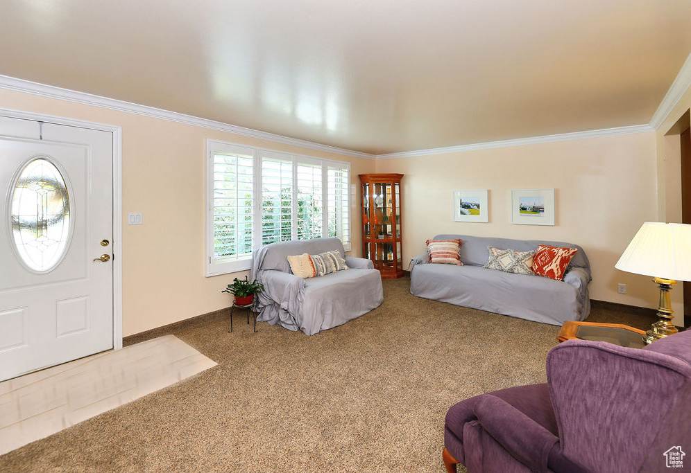 Interior space with ornamental crown molding