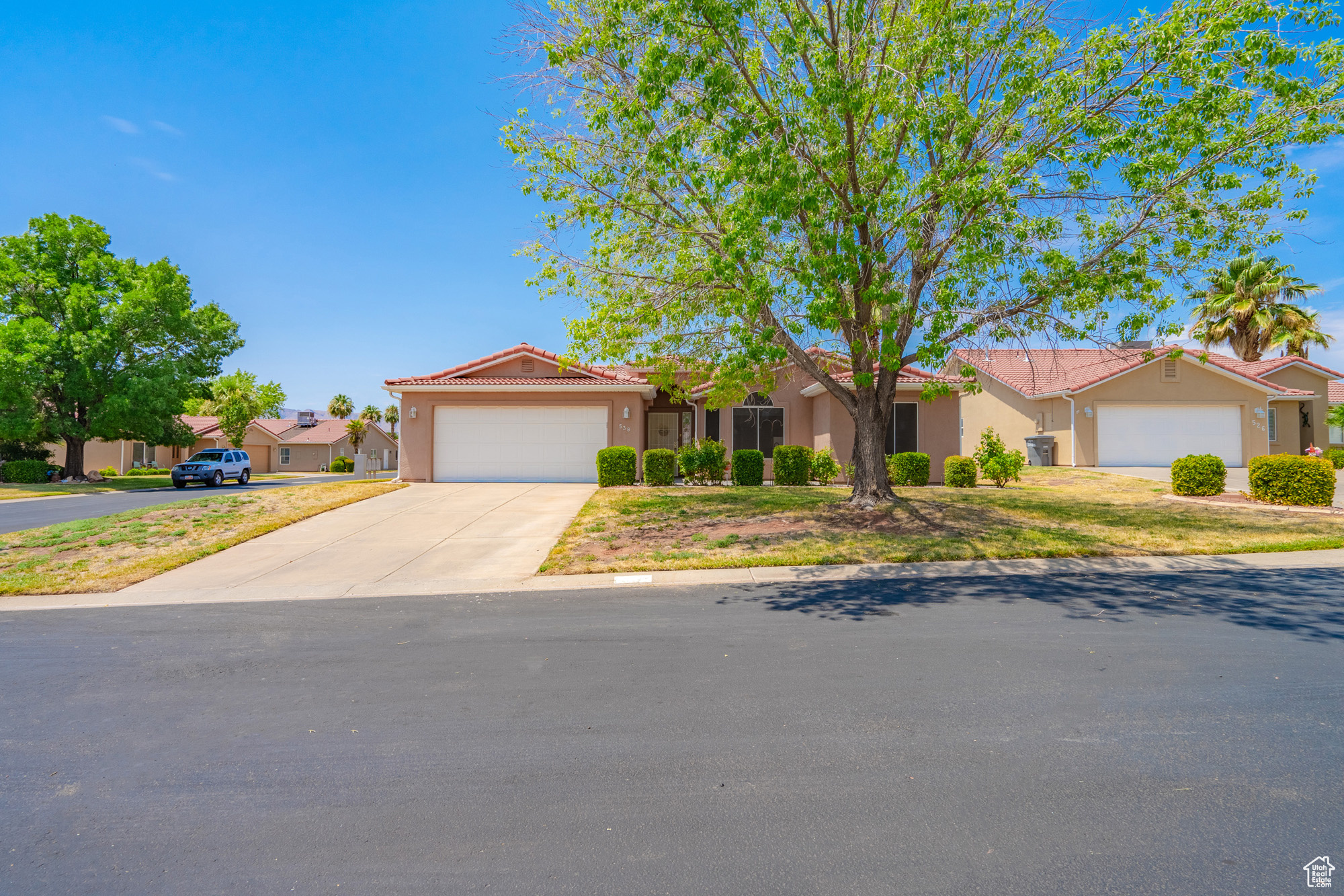 View of front of home with a garage