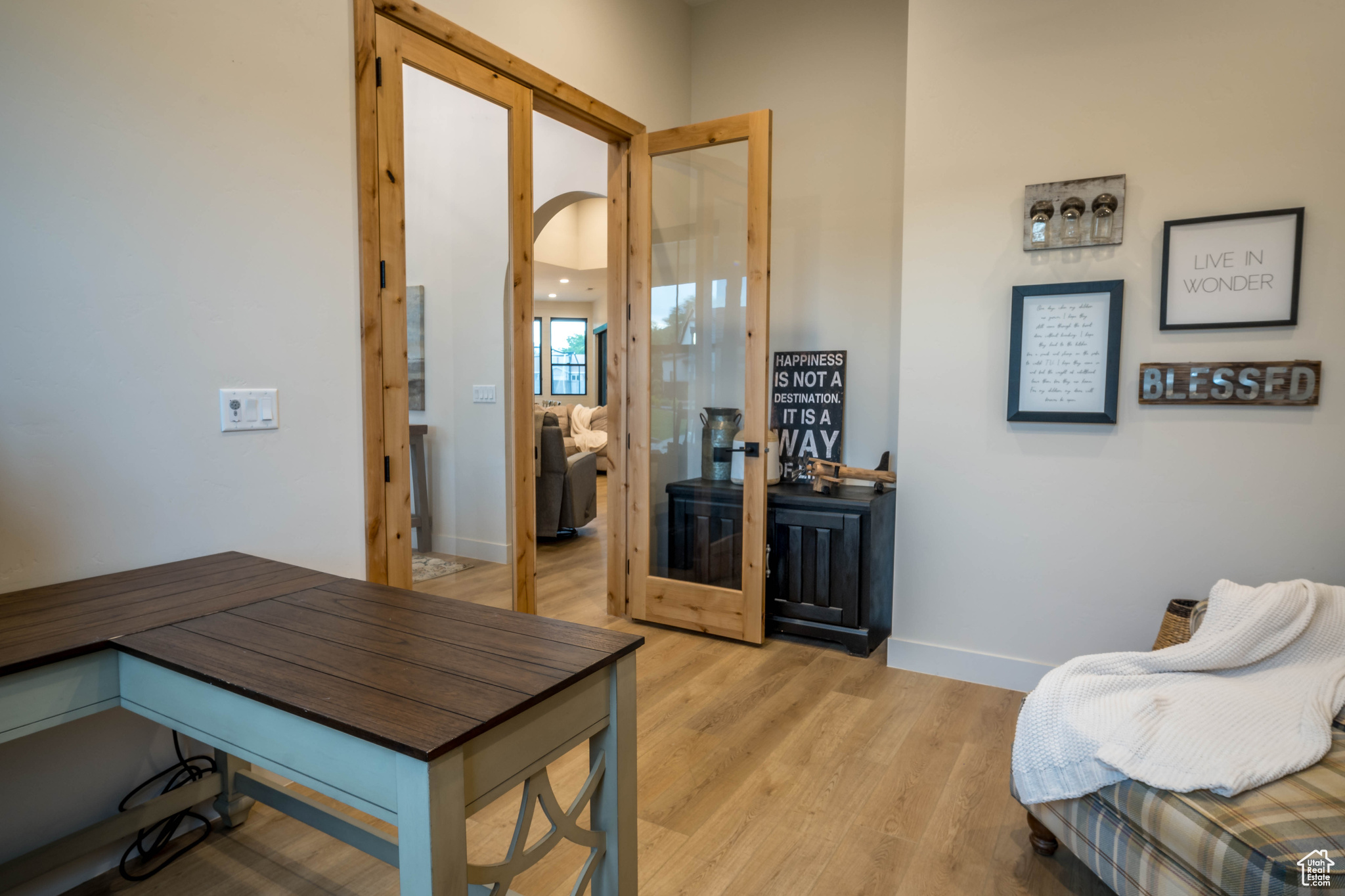 Office featuring light hardwood / wood-style floors