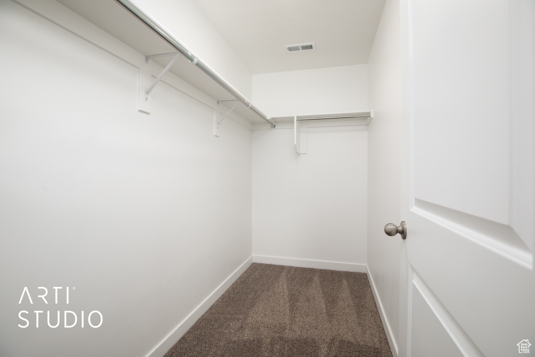 Spacious closet featuring carpet