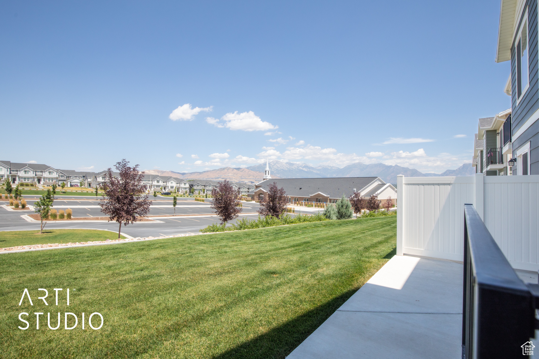 View of yard with a mountain view