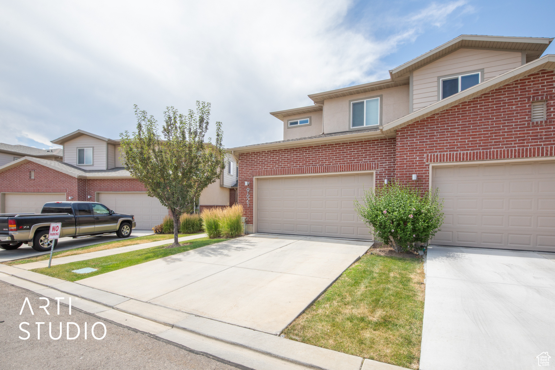 View of front of home with a garage