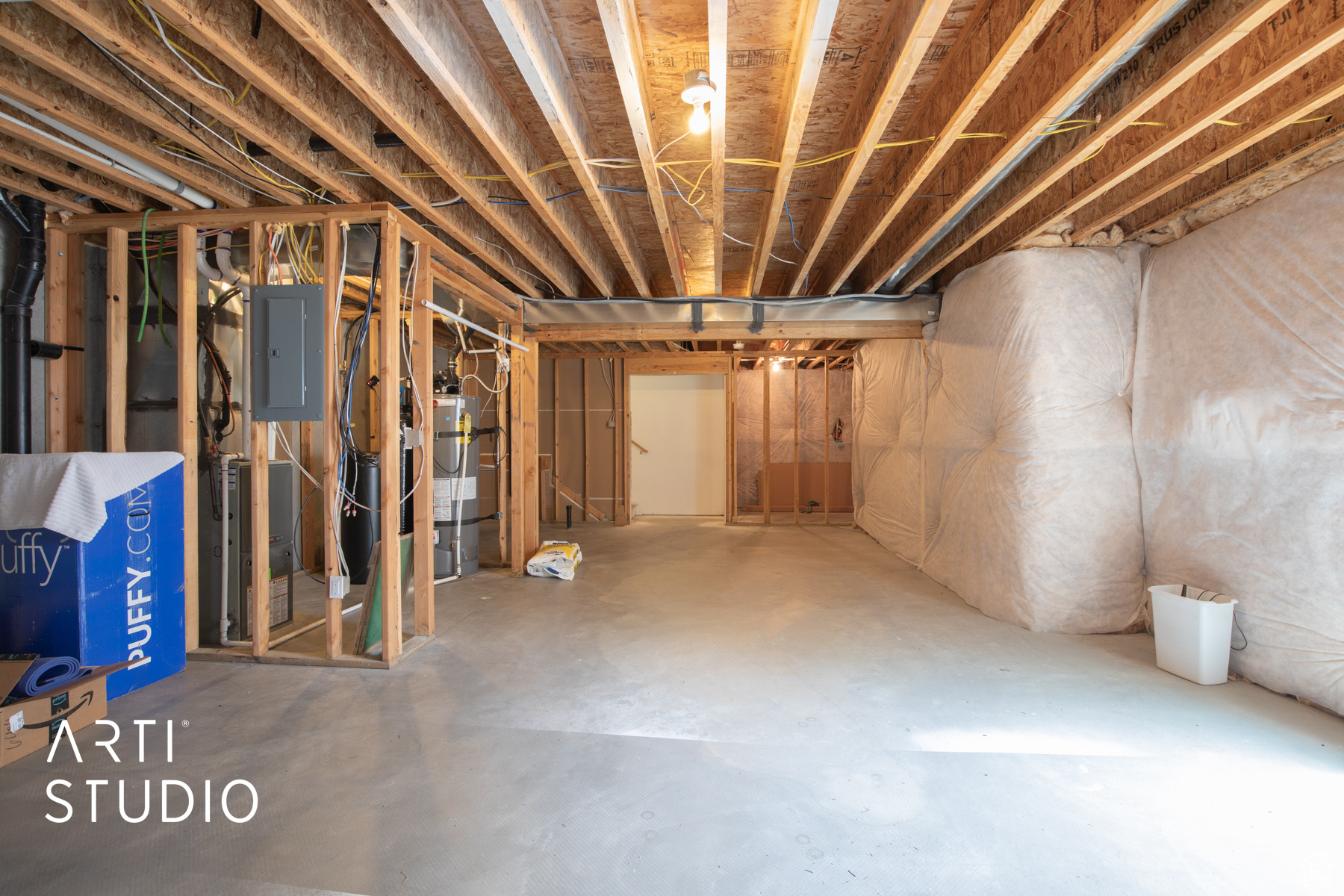 Basement with electric panel