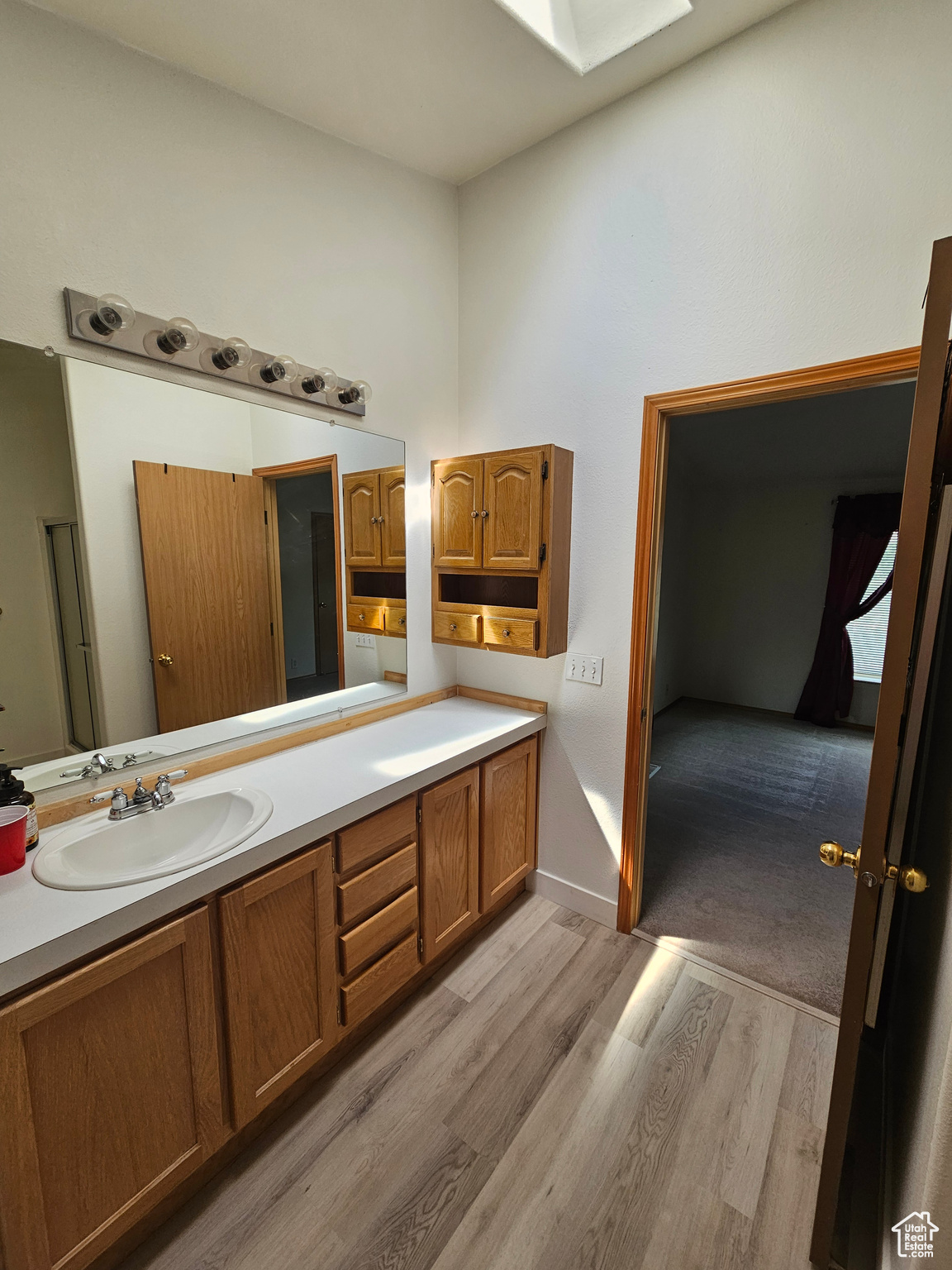 Bathroom featuring hardwood / wood-style floors and vanity