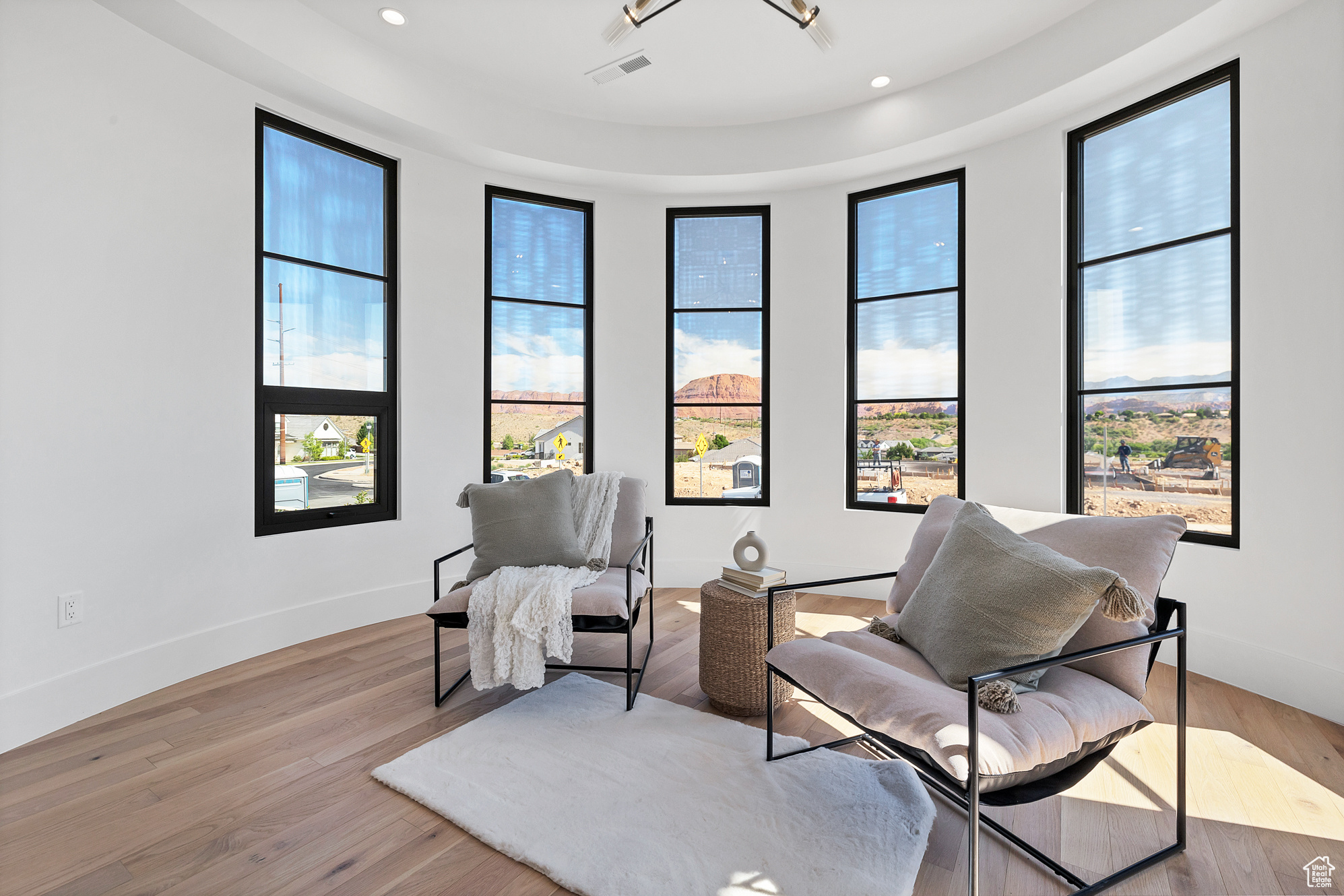 Living area featuring light hardwood / wood-style floors