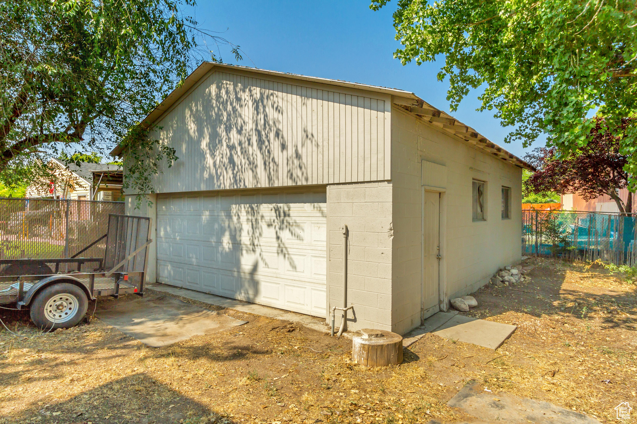 View of garage that has power and gas plumbed