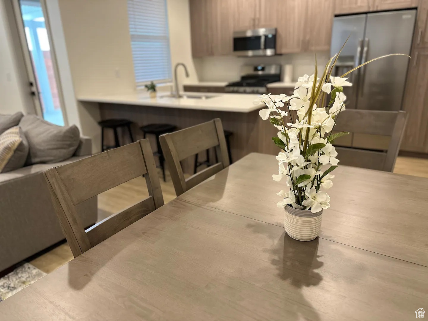 Dining area featuring sink