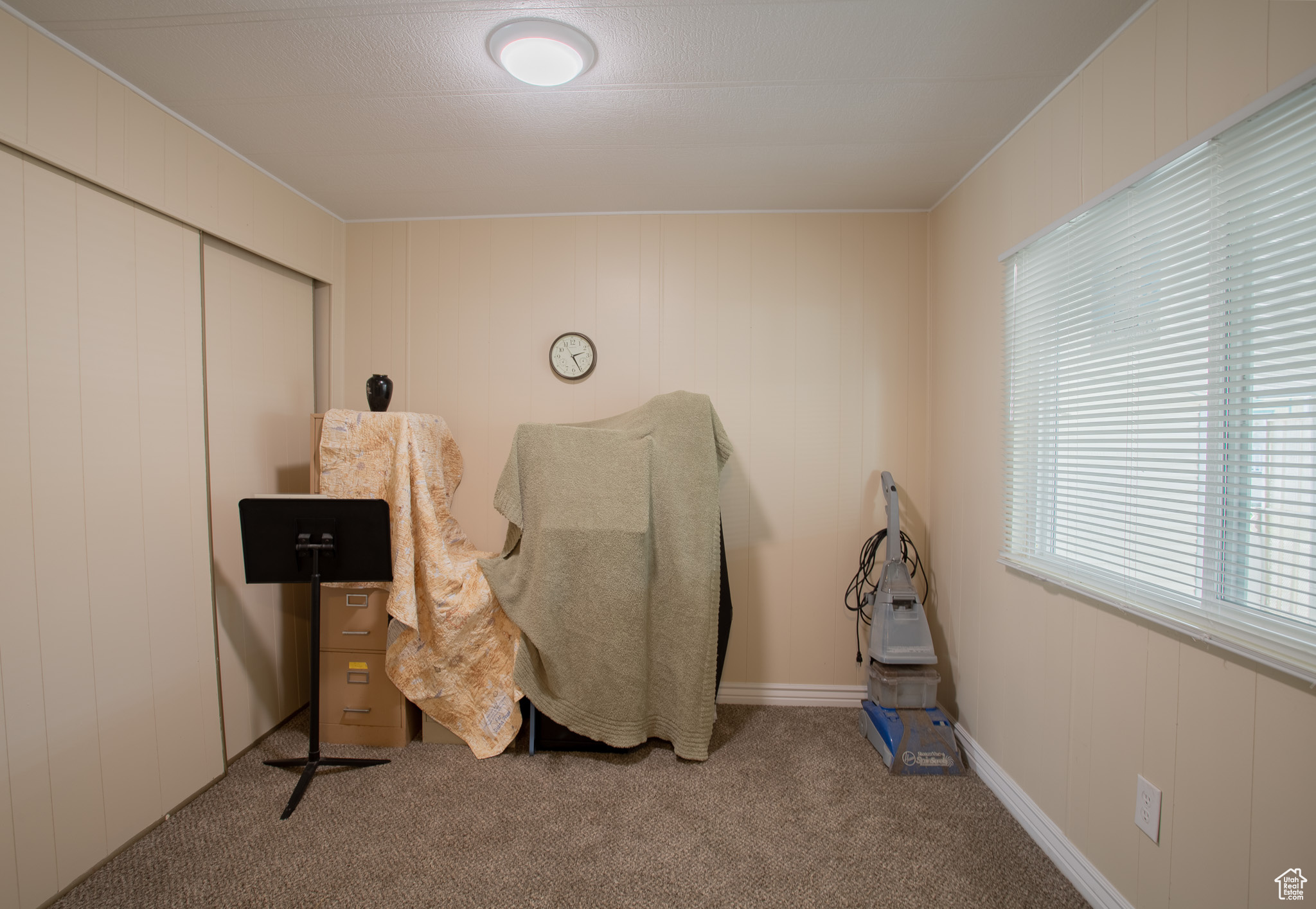 Bedroom with carpet flooring