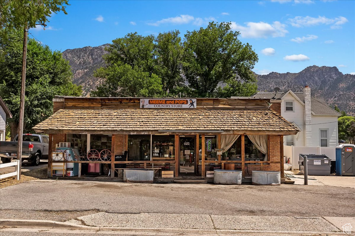 Exterior space with a mountain view