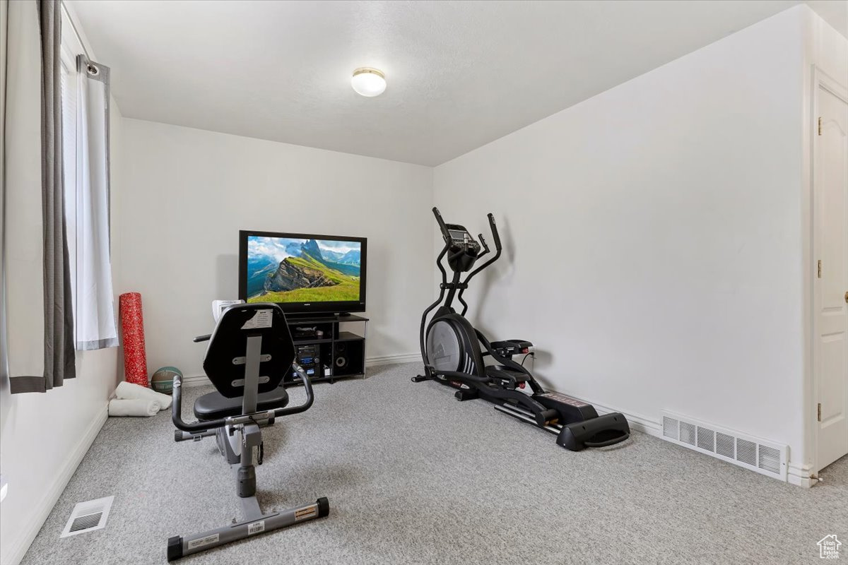 Workout area with carpet