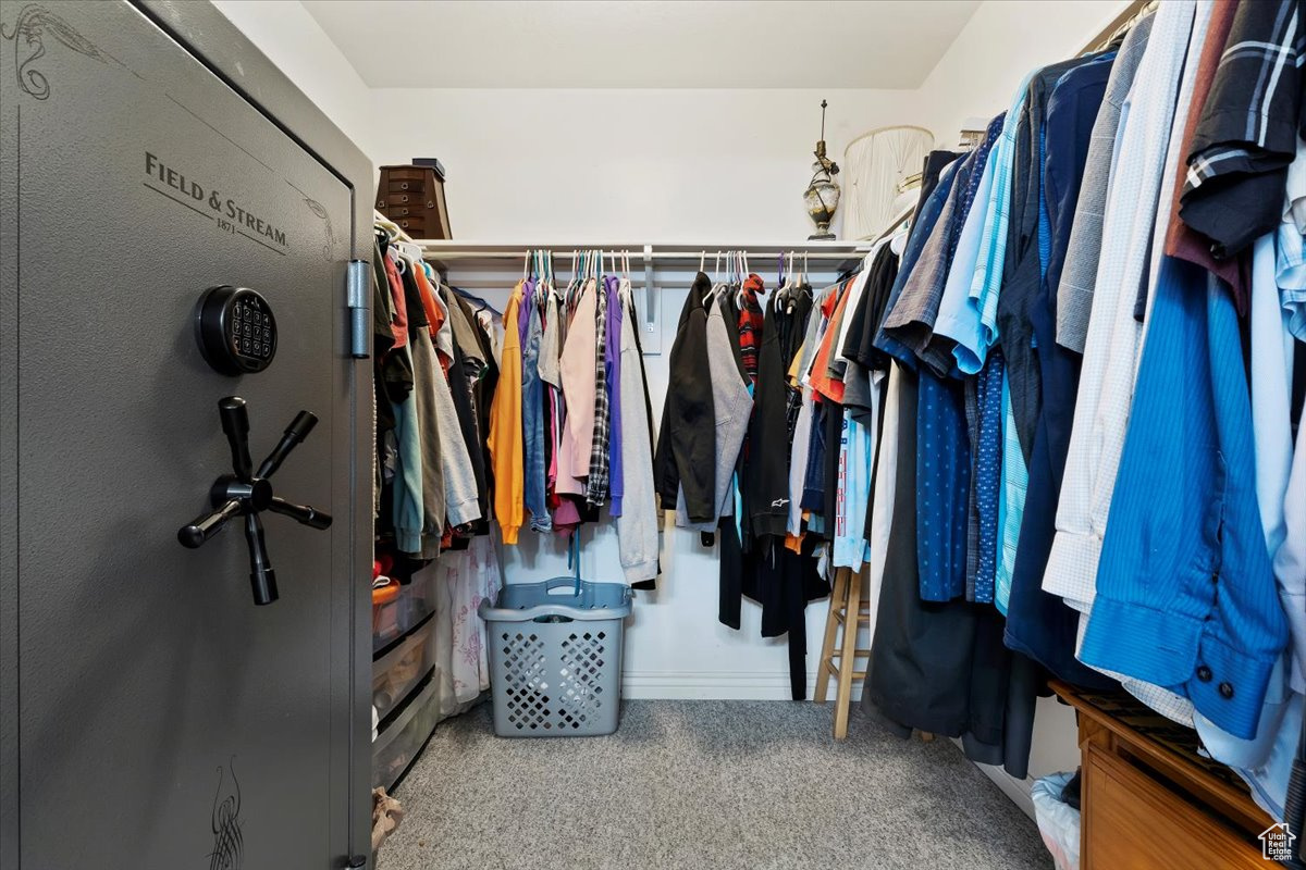 Spacious closet with carpet