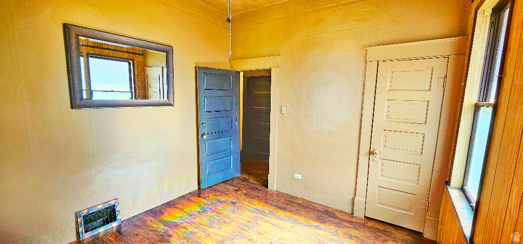 Interior space with dark wood-type flooring