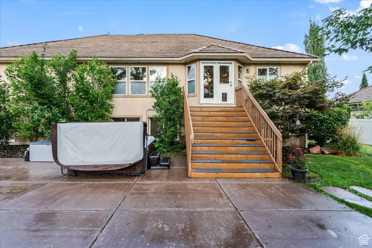 View of front of home featuring a patio area