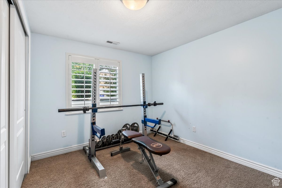 Workout room with carpet