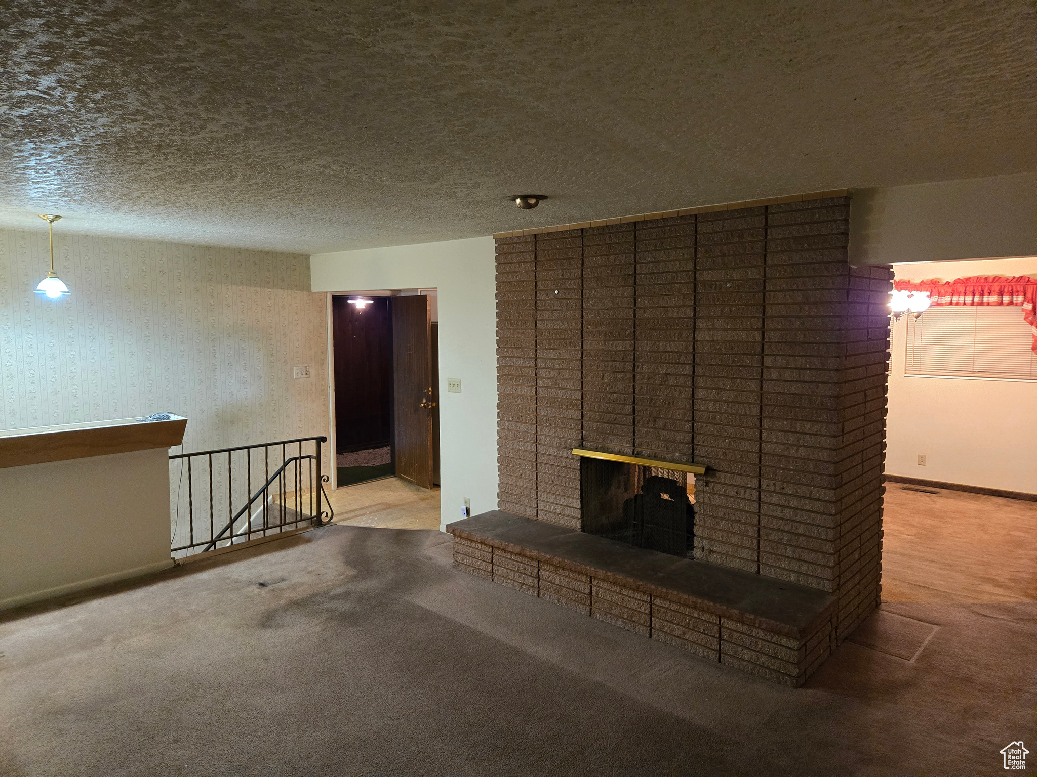 Living side fireplace.