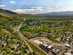 Drone / aerial view with a mountain view