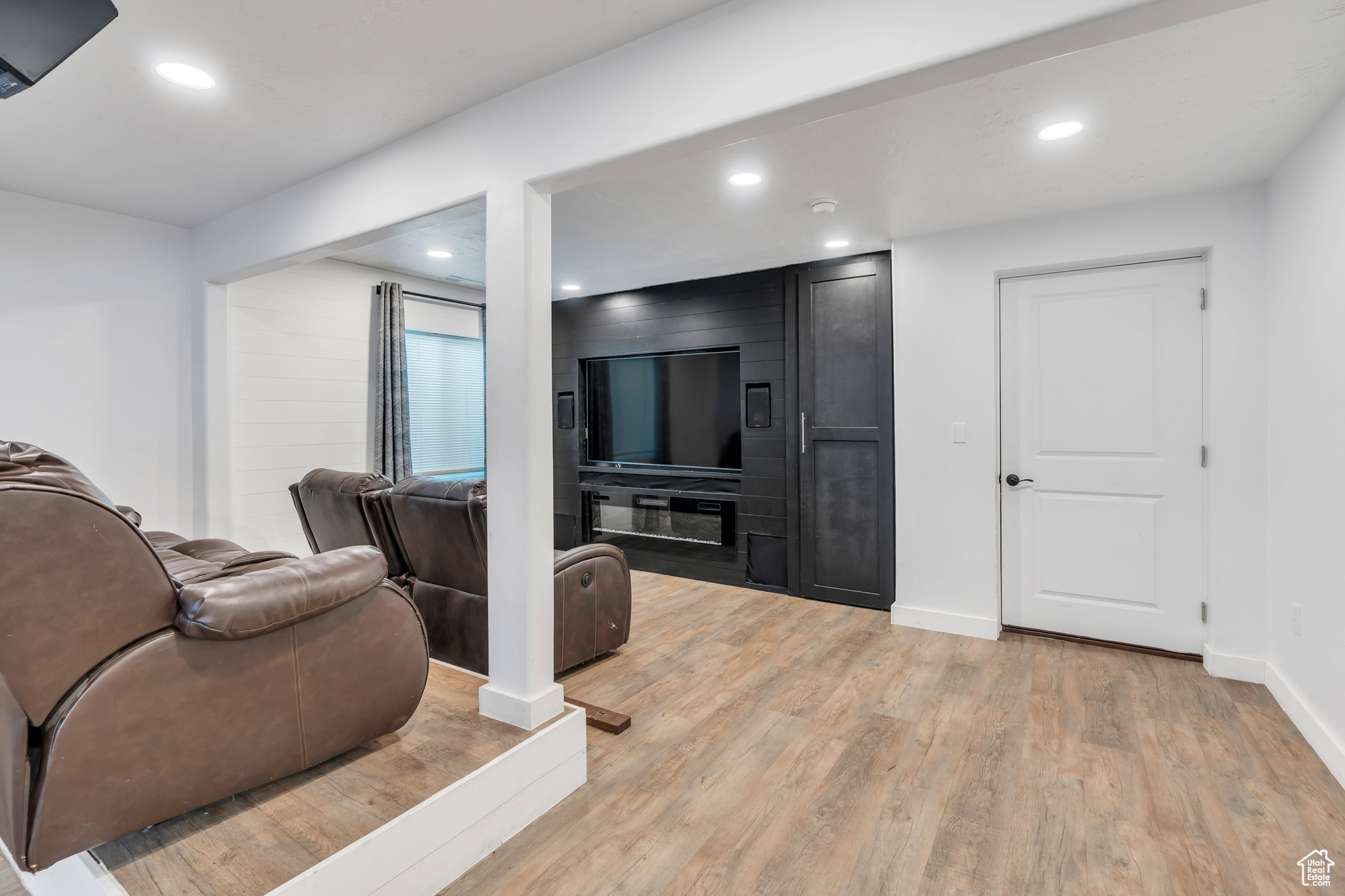 Living room featuring light wood-type flooring