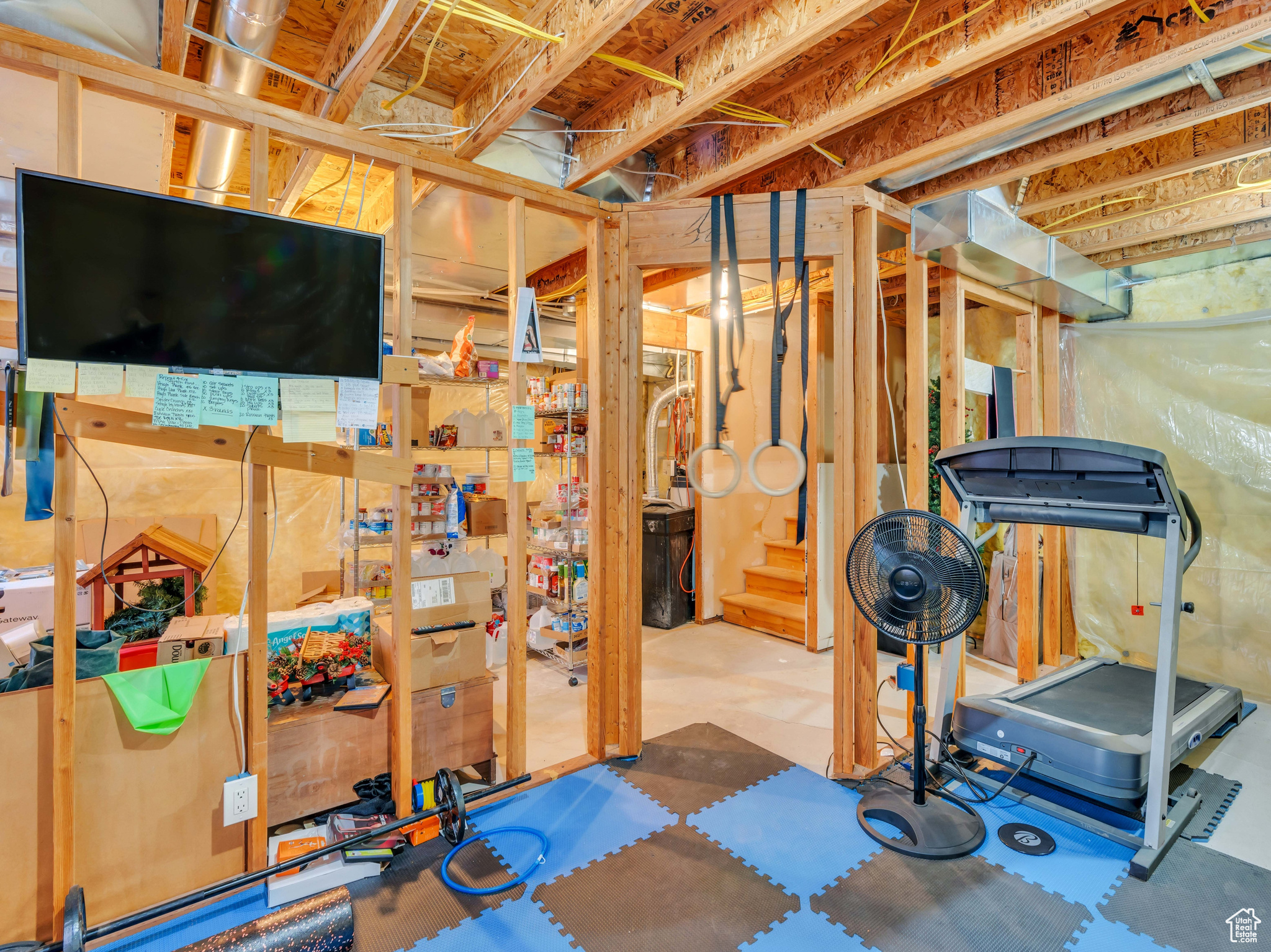 Unfinished Basement framed/roughed for 2 bedrooms and a bathroom